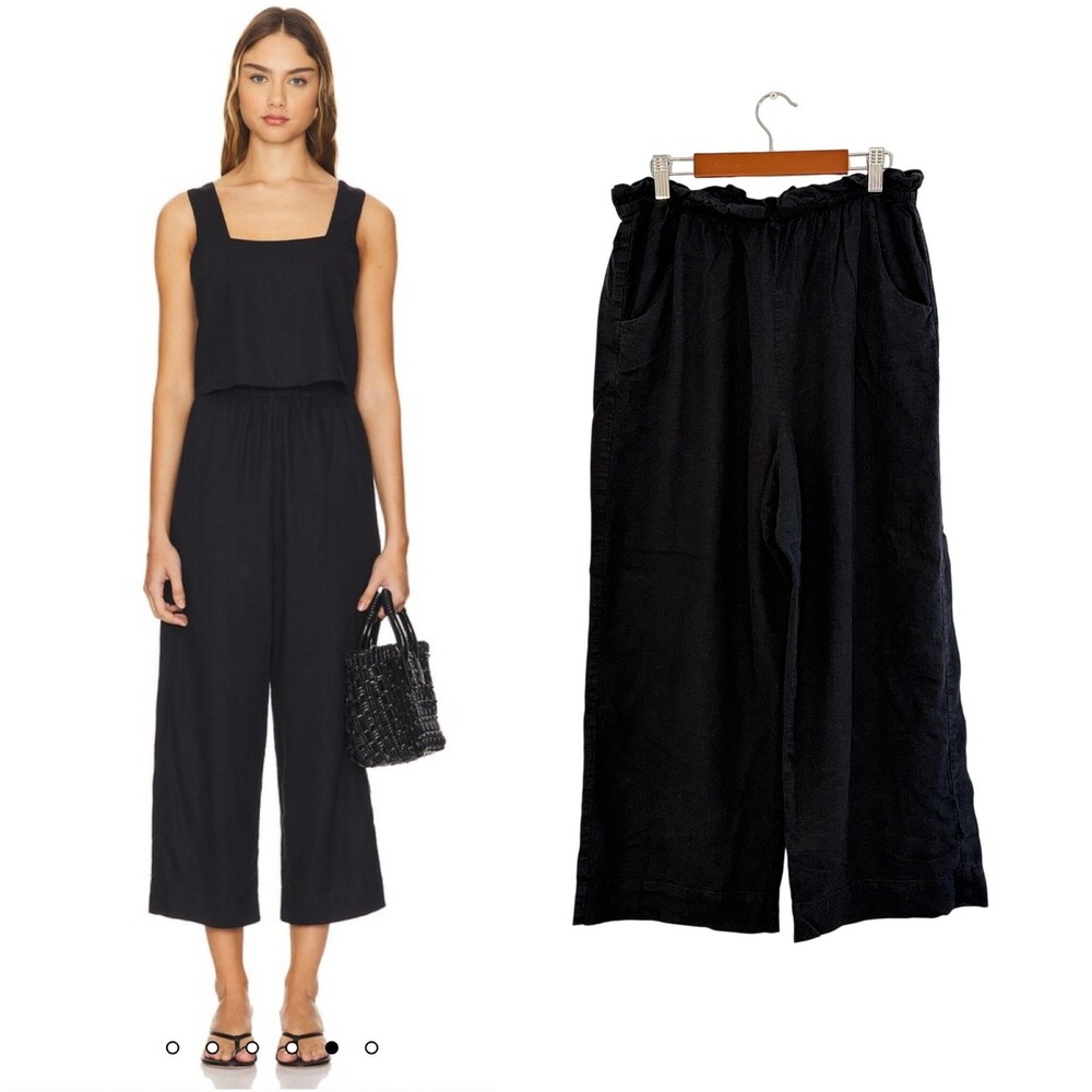 Show‎ Me Your Mumu Peggy Pants Black Linen Wide Leg Cropped L